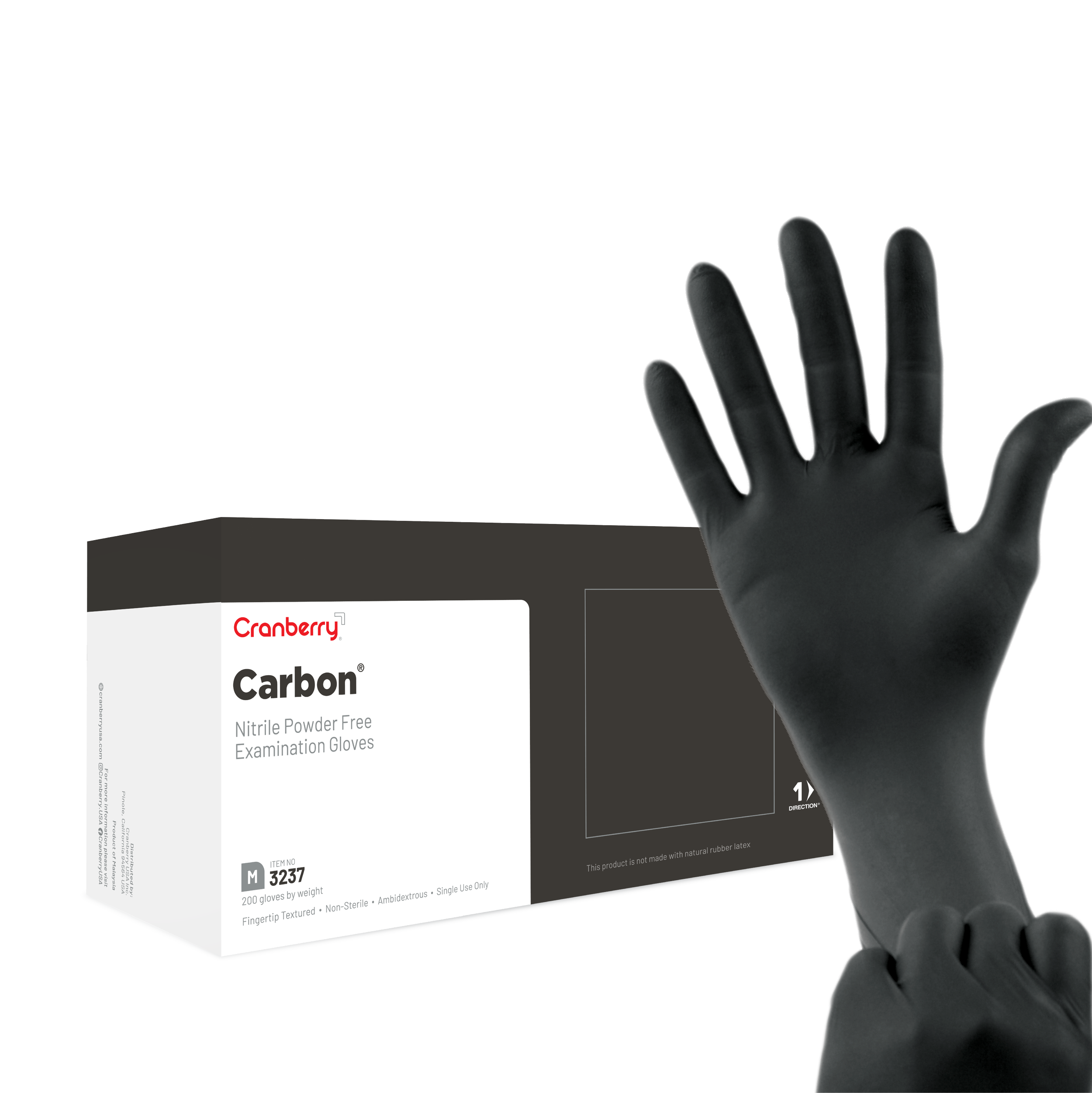 Carbon Black Nitrile Gloves | Textured Fingertips, 200-Count